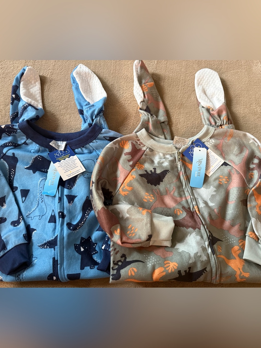 Mon Petit dinosaur fleece footies